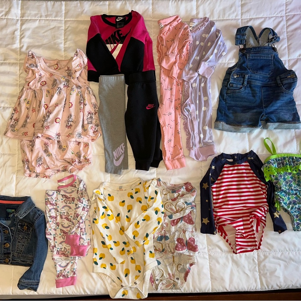 12 Month Baby Girl Summer Spring Clothes Lot Bundle Nike Carters Oshkosh